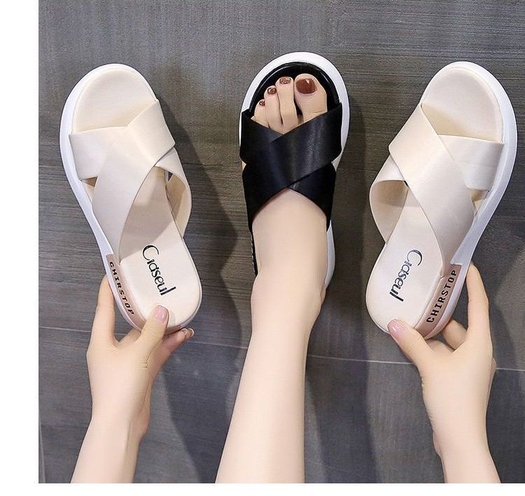 Slide Sandals Platform Crisscross
