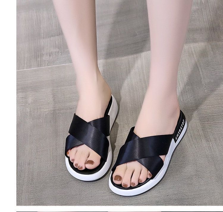 Slide Sandals Platform Crisscross