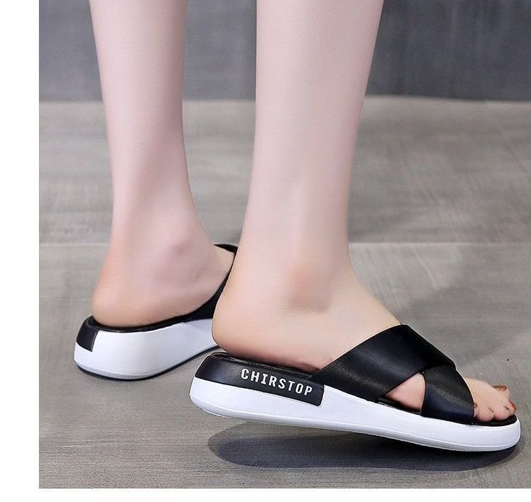 Slide Sandals Platform Crisscross