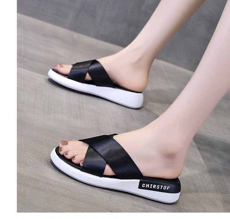 Slide Sandals Platform Crisscross