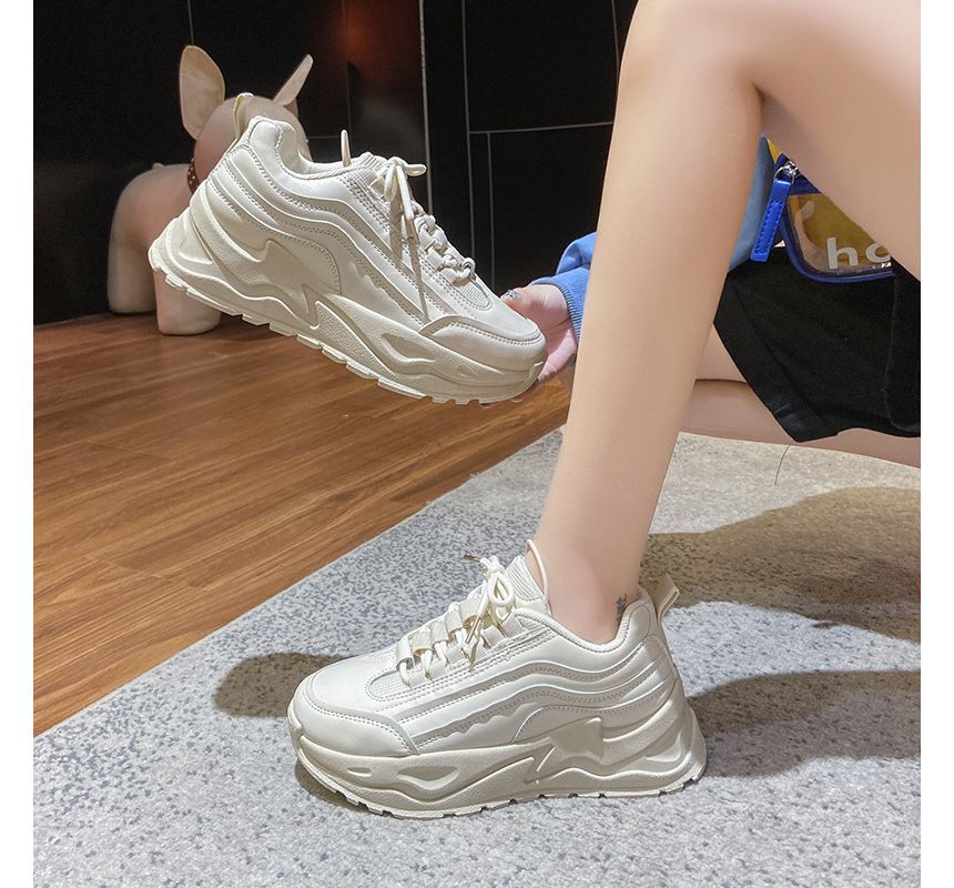 Athletic Two-Tone Sneakers Platform