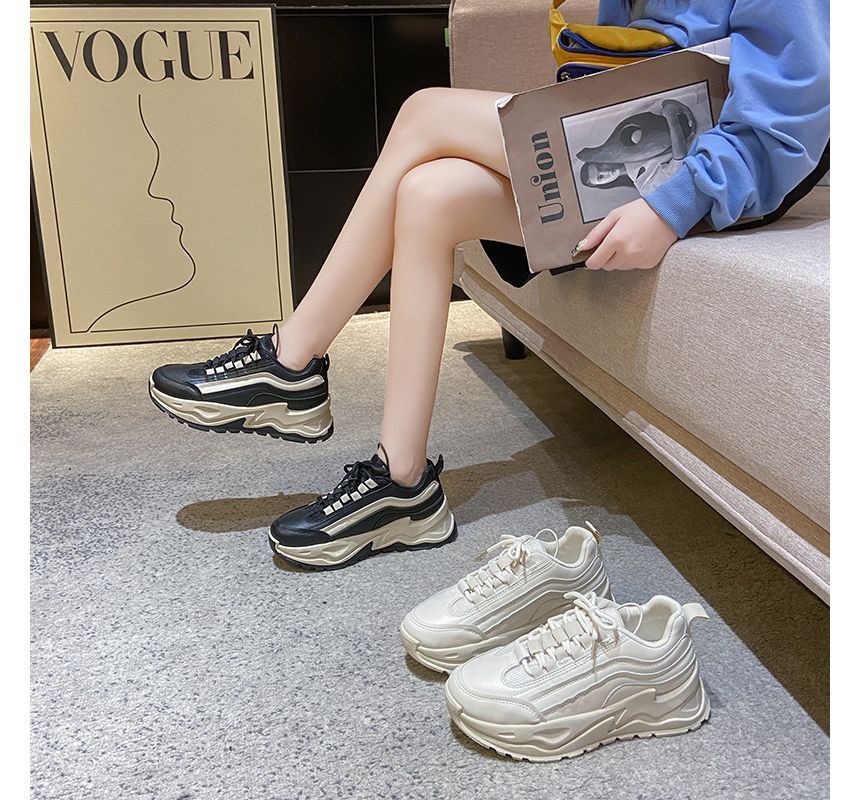 Athletic Two-Tone Sneakers Platform