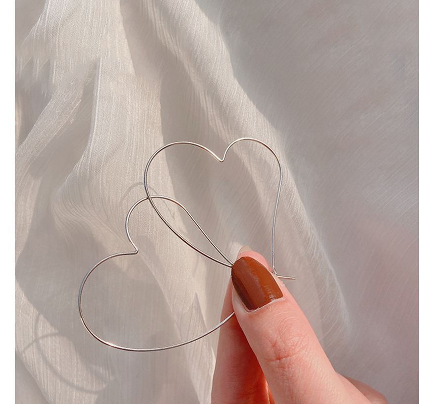 Hoop Sterling Silver Heart Earring