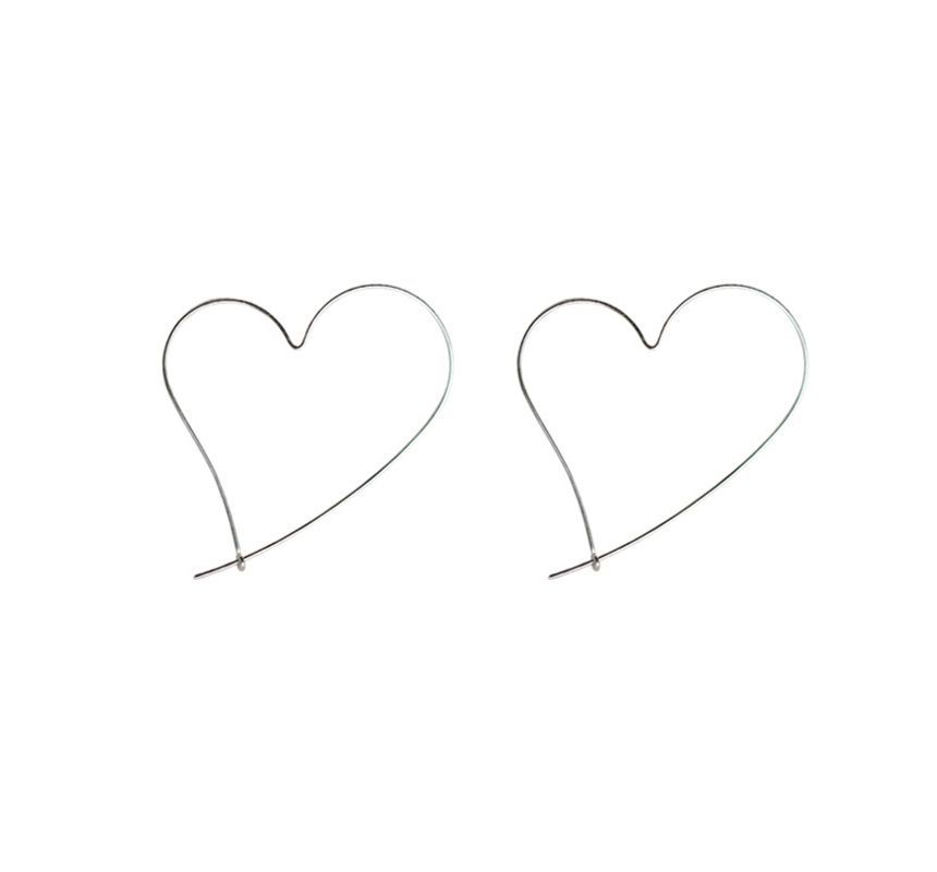 Hoop Sterling Silver Heart Earring