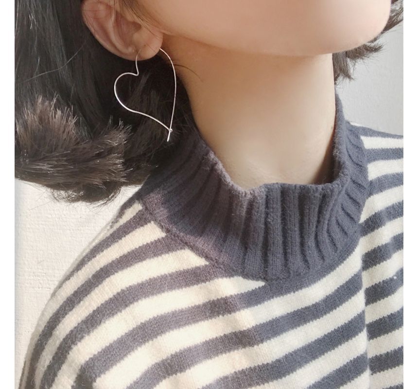 Hoop Sterling Silver Heart Earring