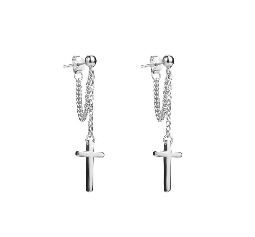 Drop Sterling Earring Cross Silver