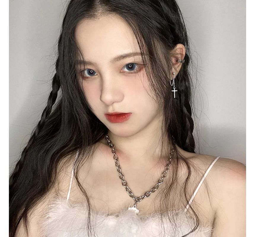 Drop Sterling Earring Cross Silver