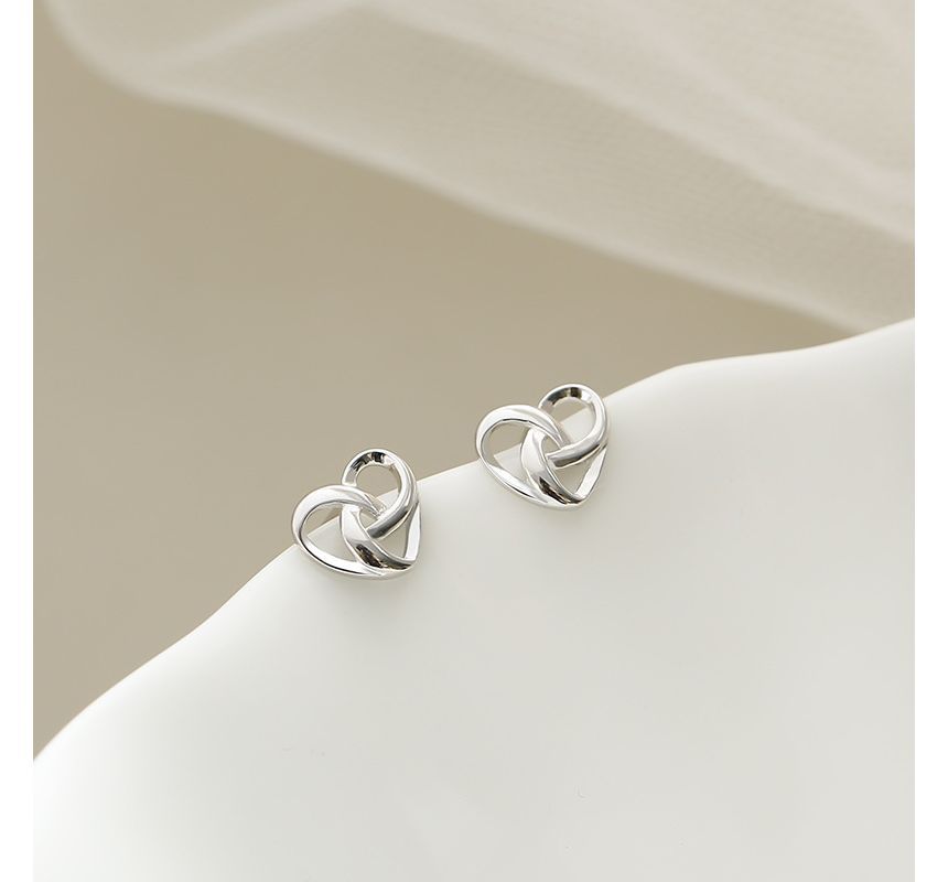 Sterling Earring Heart Stud Silver