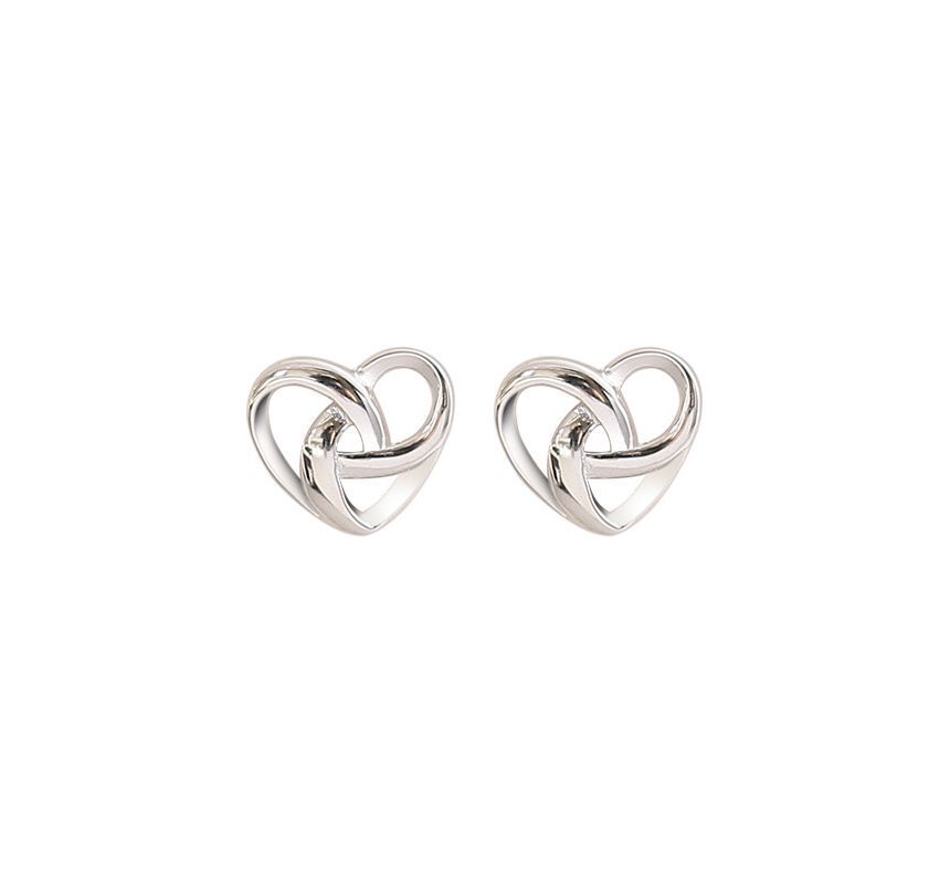 Sterling Earring Heart Stud Silver