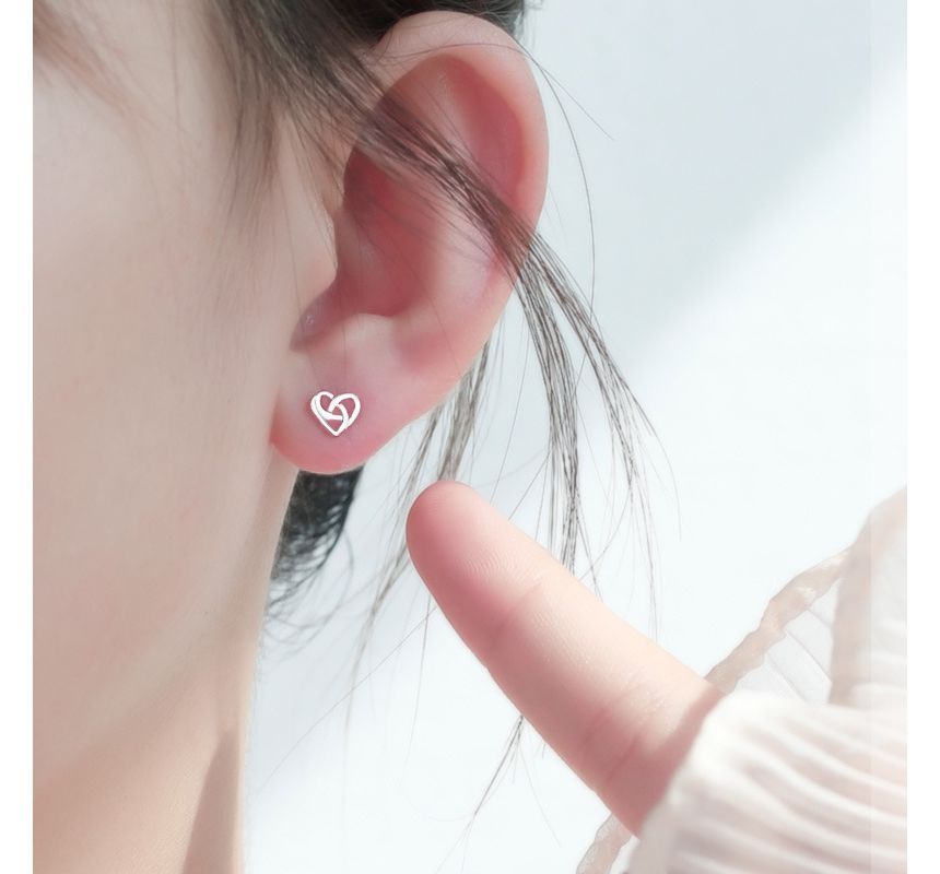 Sterling Earring Heart Stud Silver