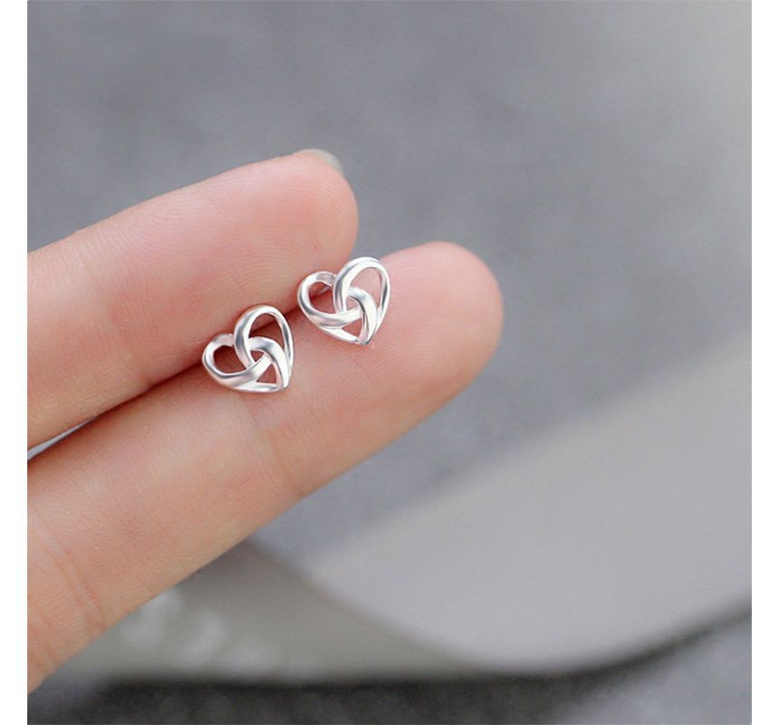 Sterling Earring Heart Stud Silver