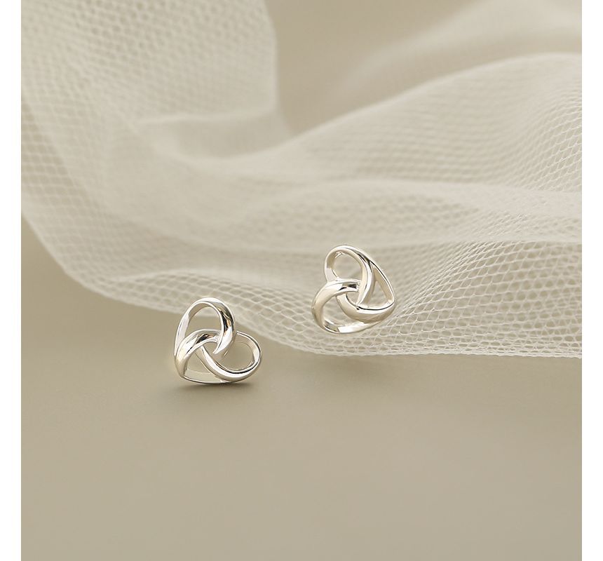 Sterling Earring Heart Stud Silver