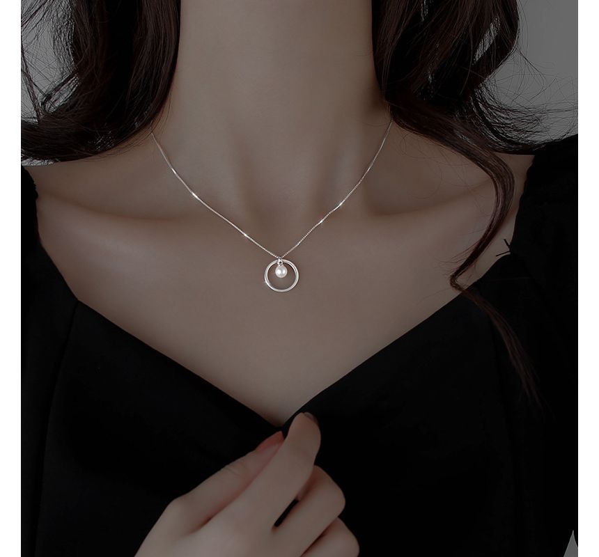 Faux Pearl Sterling Silver Necklace