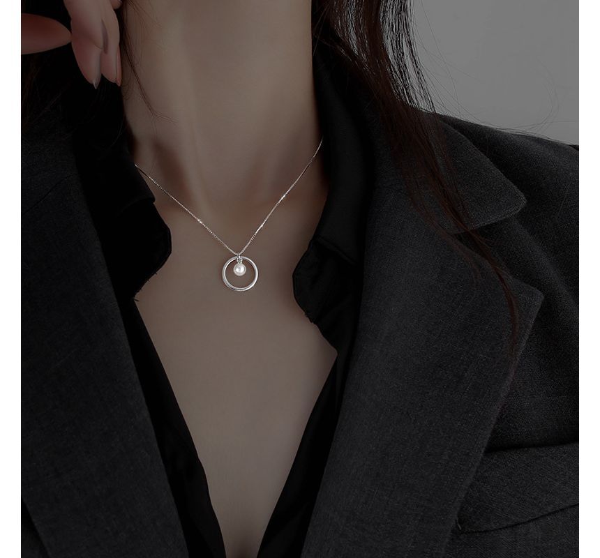 Faux Pearl Sterling Silver Necklace