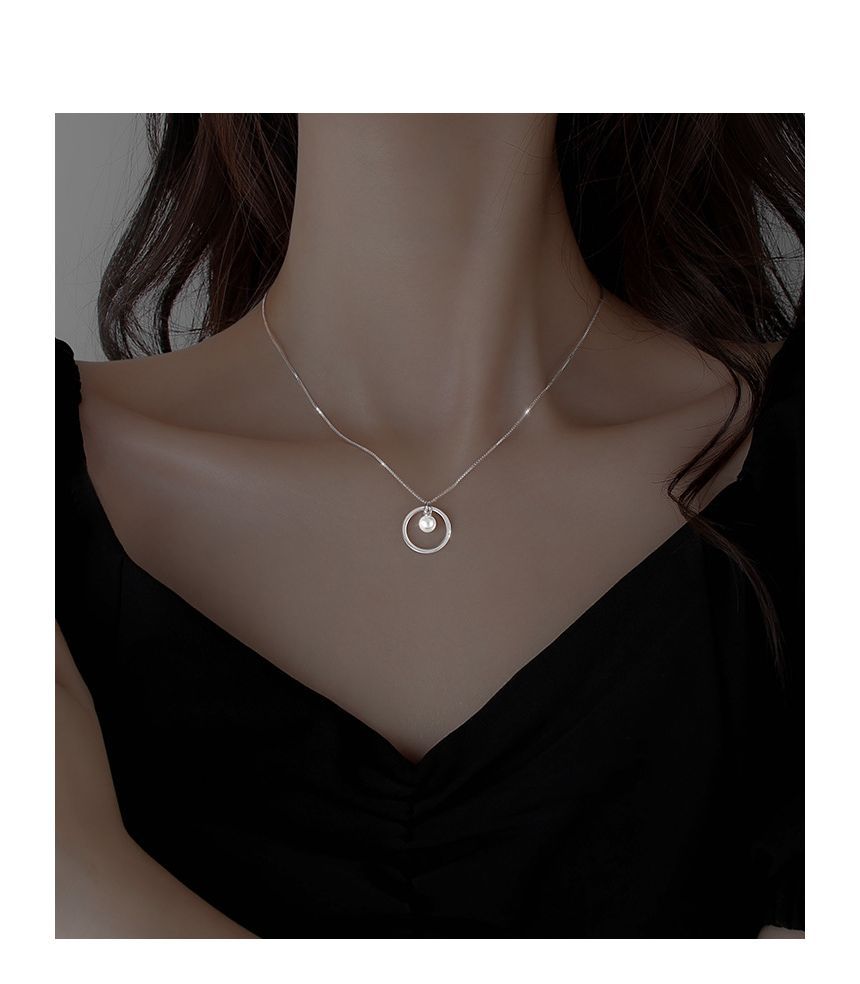 Faux Pearl Sterling Silver Necklace