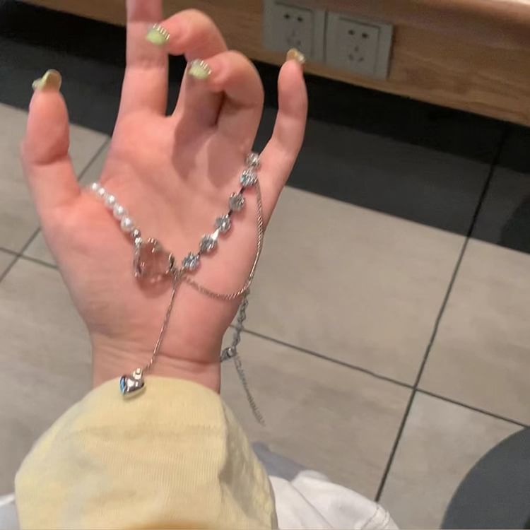 Necklace Rhinestone Alloy Pearl Faux