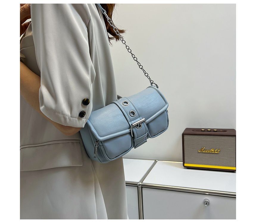 Shoulder Buckled Strap Chain Bag