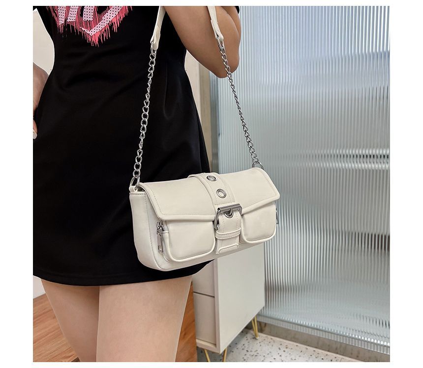 Shoulder Buckled Strap Chain Bag