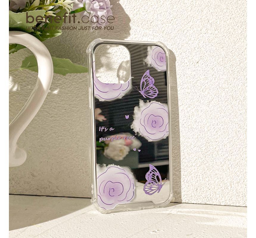 Butterfly Mirrored Flower Case Phone