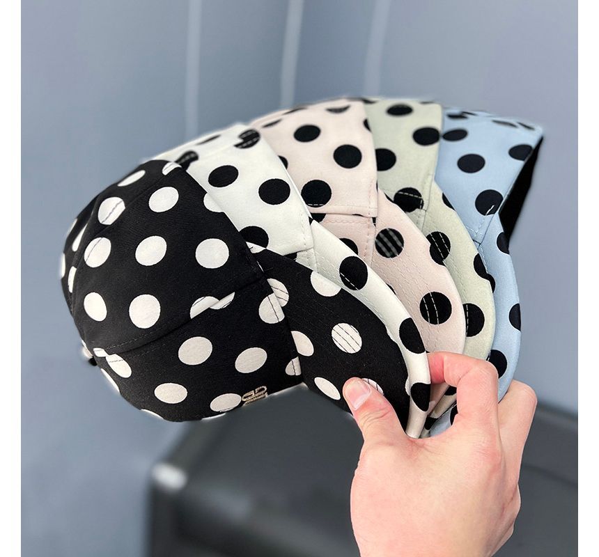 Baseball Lettering Polka Dot Cap Embroidered