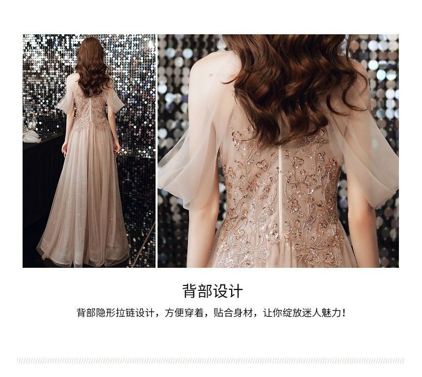 Sleeveless Embellished Evening Gown