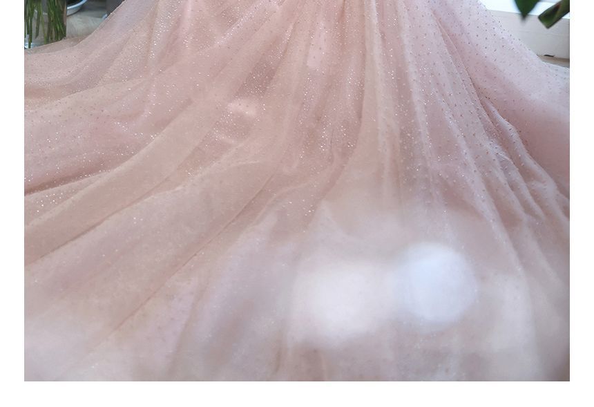 Puff-Sleeve Prom A-Line Dotted Dress