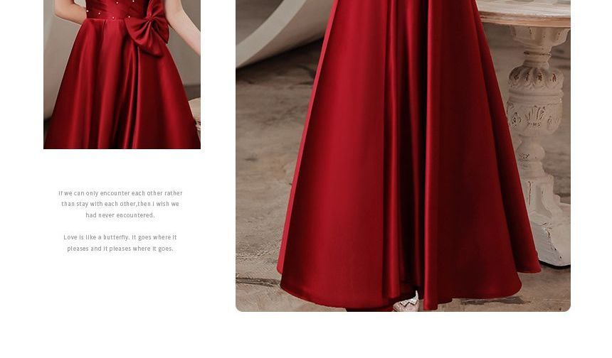 Puff-Sleeve Embellished Bow A-Line Prom Dress