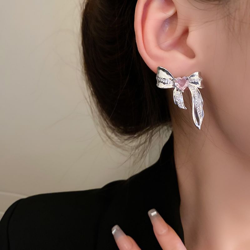 Bow Earring designs) / Alloy Heart (various Rhinestone