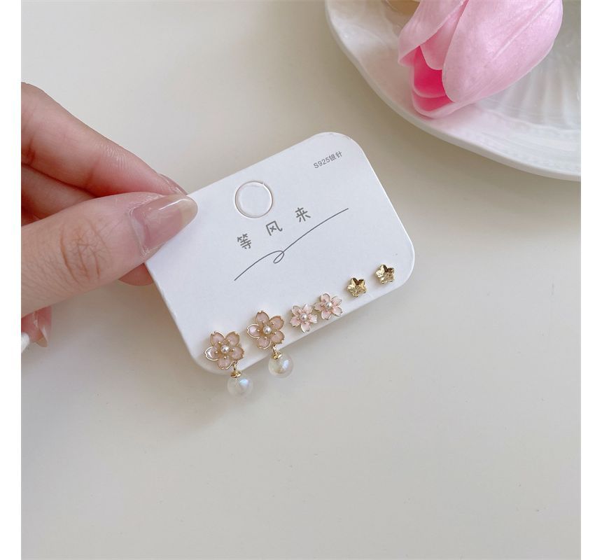 Pair designs) Set: (various 3 Sakura Alloy Earring
