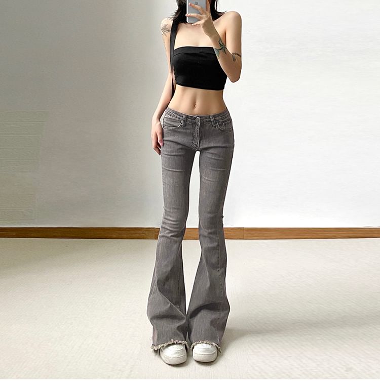 Distressed Flared Jeans Low Rise