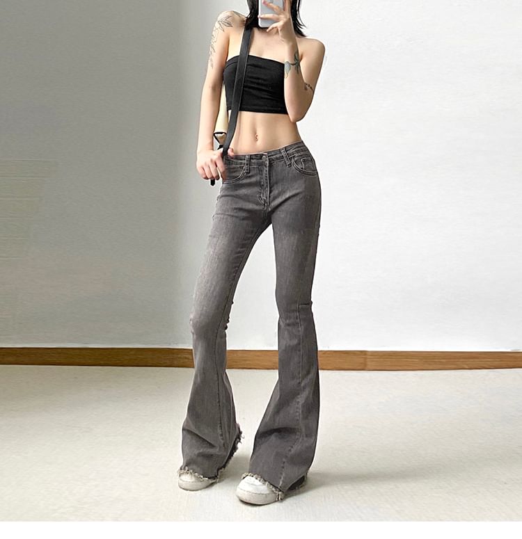 Distressed Flared Jeans Low Rise