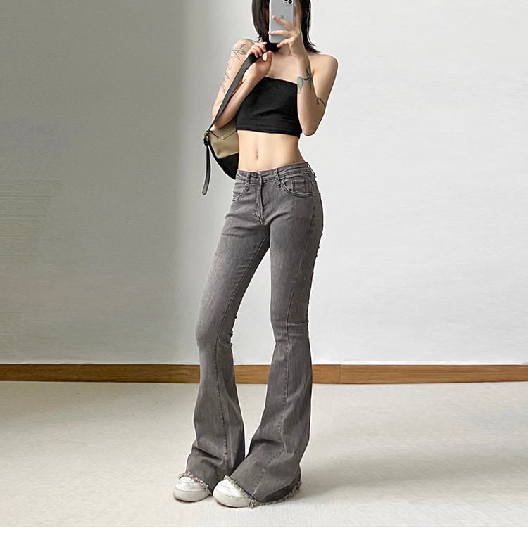 Distressed Flared Jeans Low Rise