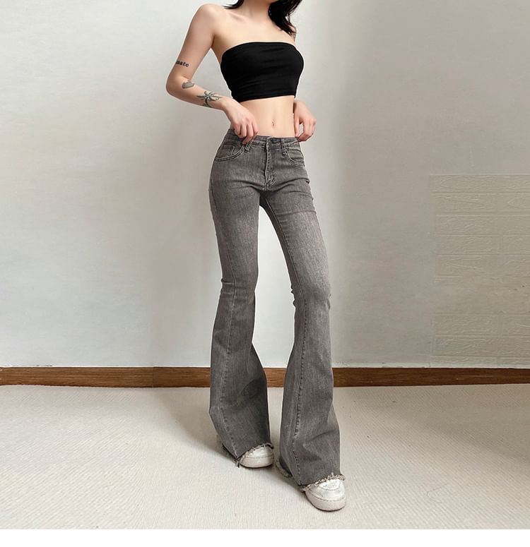 Distressed Flared Jeans Low Rise