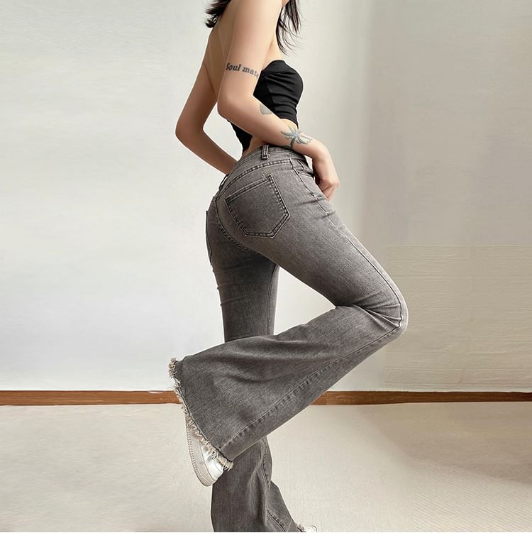 Distressed Flared Jeans Low Rise