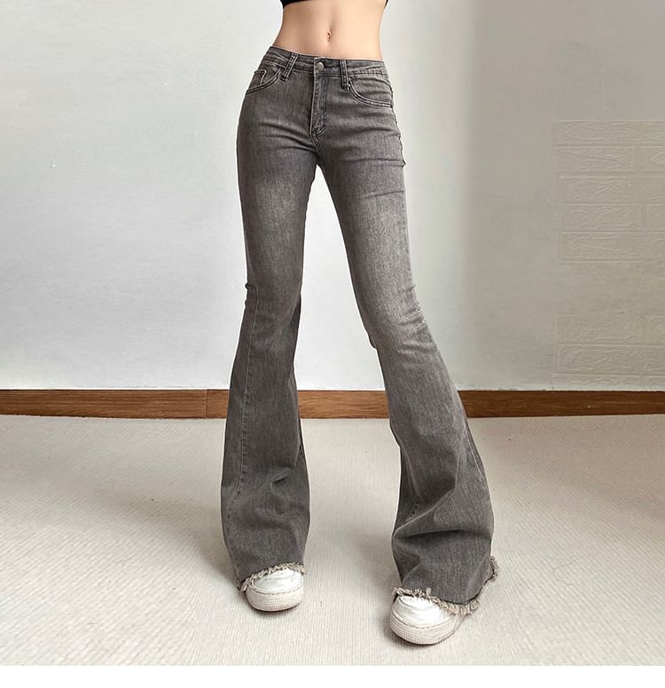 Distressed Flared Jeans Low Rise