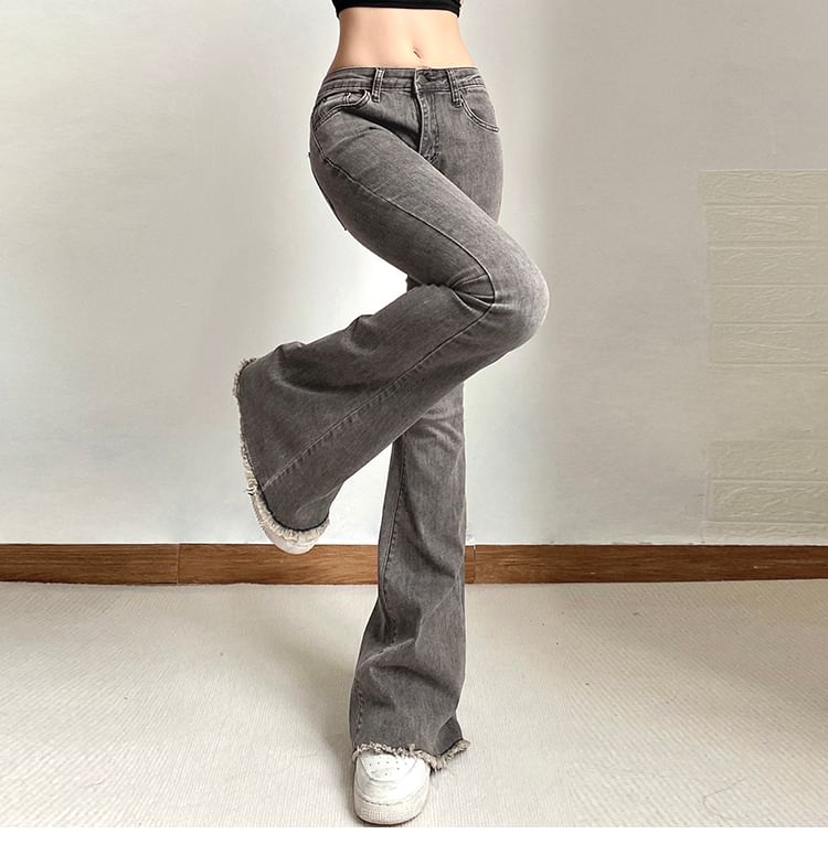 Distressed Flared Jeans Low Rise