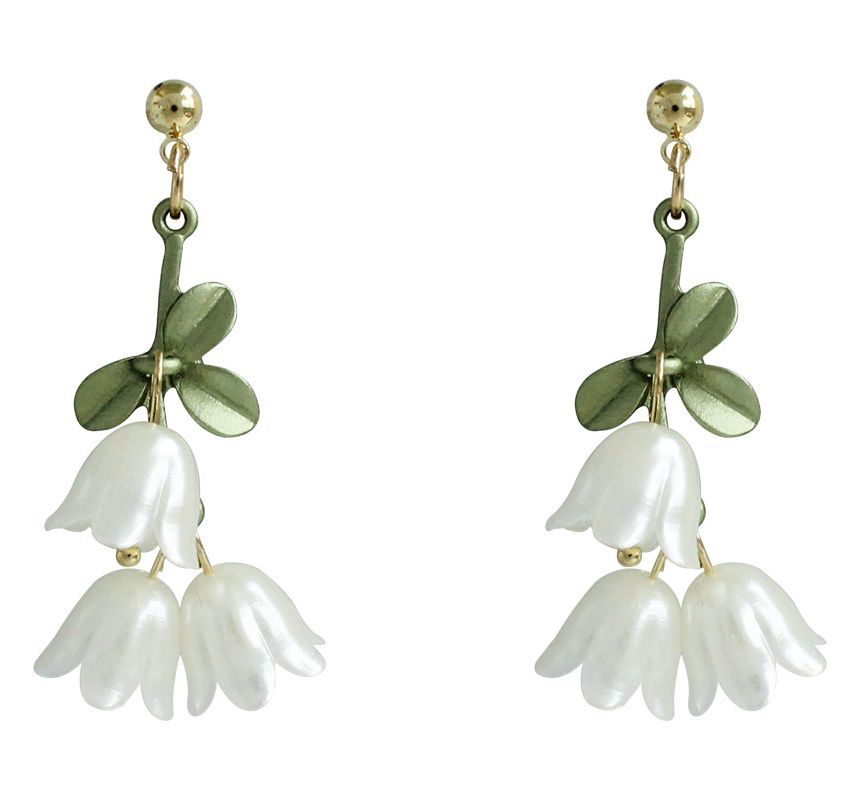 Faux Flower Alloy Fringed Pearl Earring
