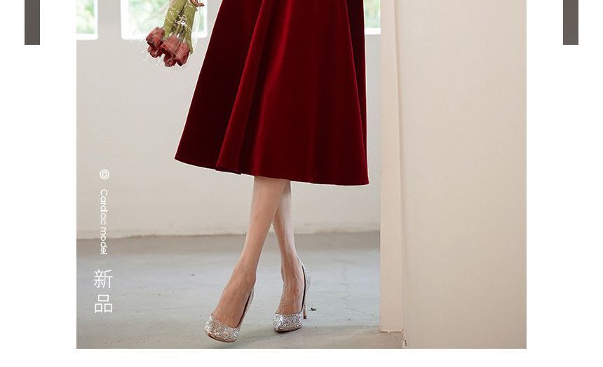 Dress Puff-Sleeve Cocktail A-Line