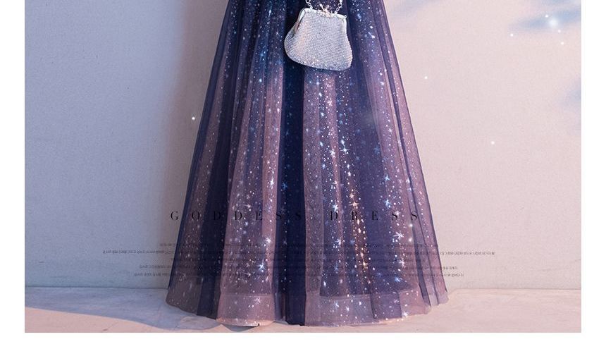 Evening Gradient Mesh A-Line Gown