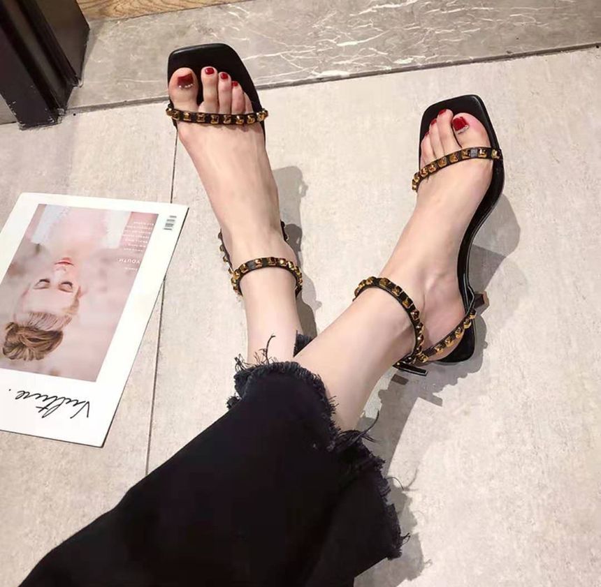 Sandals Strap Ankle Studded Stiletto