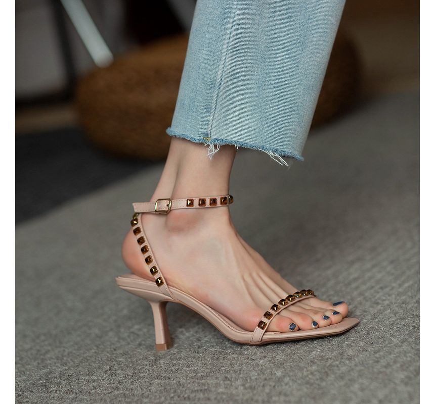 Sandals Strap Ankle Studded Stiletto