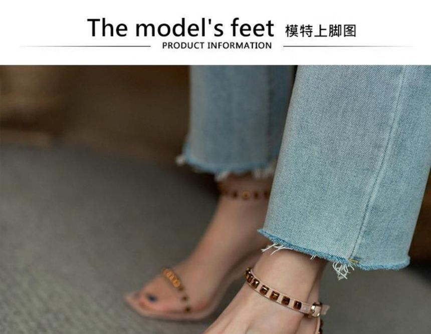 Sandals Strap Ankle Studded Stiletto