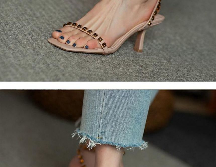 Sandals Strap Ankle Studded Stiletto