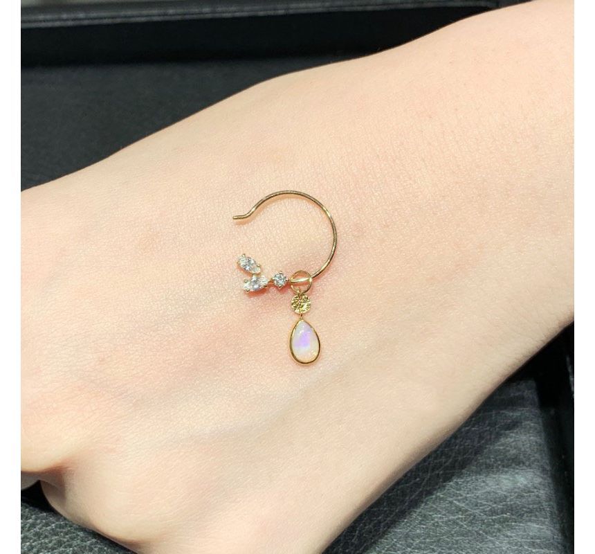 / Rhinestone Earring Leaf Gemstone Sterling Silver Dangle Pendant Faux