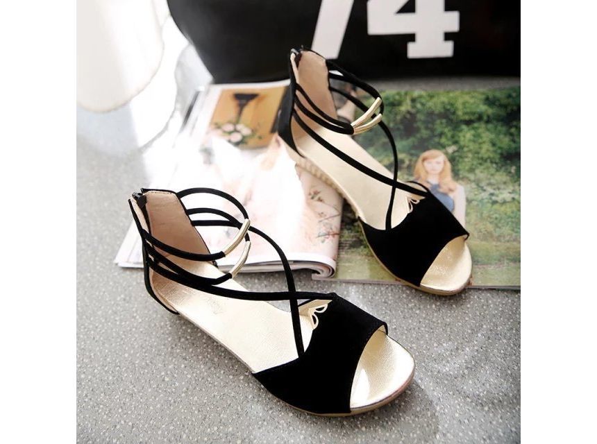 Ankle-Strap Low-Heel Sandals