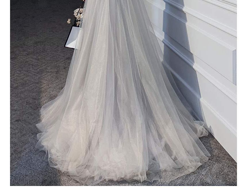 Glitter V-Neck Evening Gown A-Line