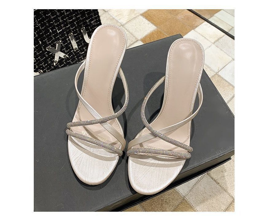 Sandals Rhinestone Stiletto-Heel Slide
