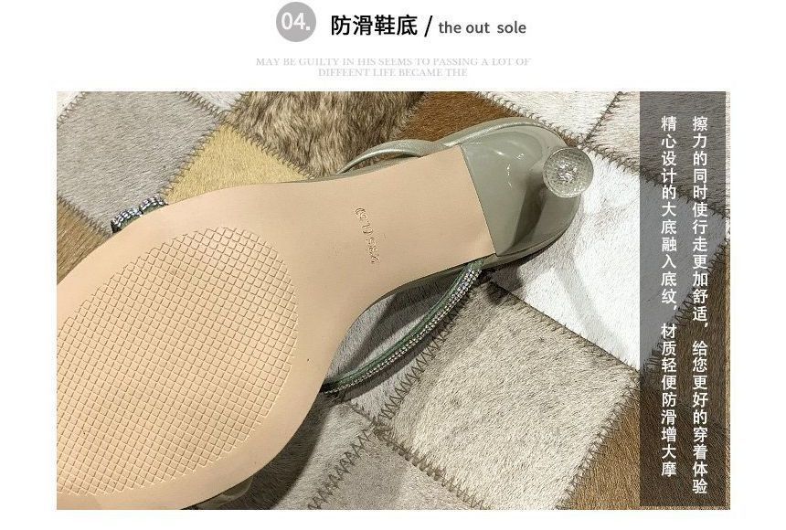 Sandals Rhinestone Stiletto-Heel Slide