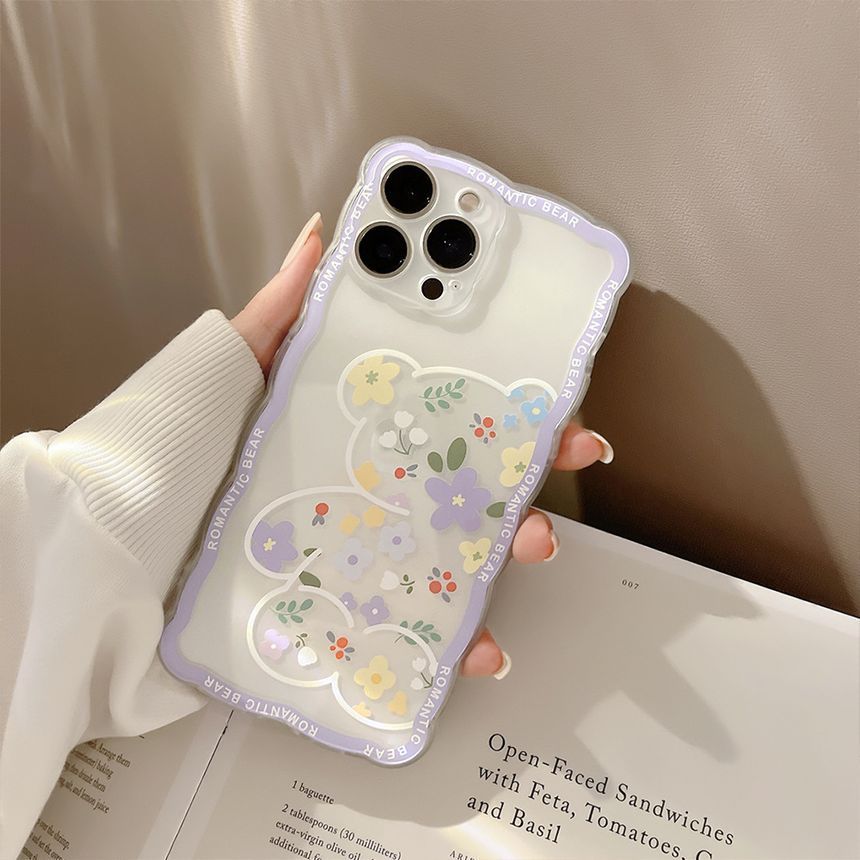 Transparent Case Phone Flower Bear