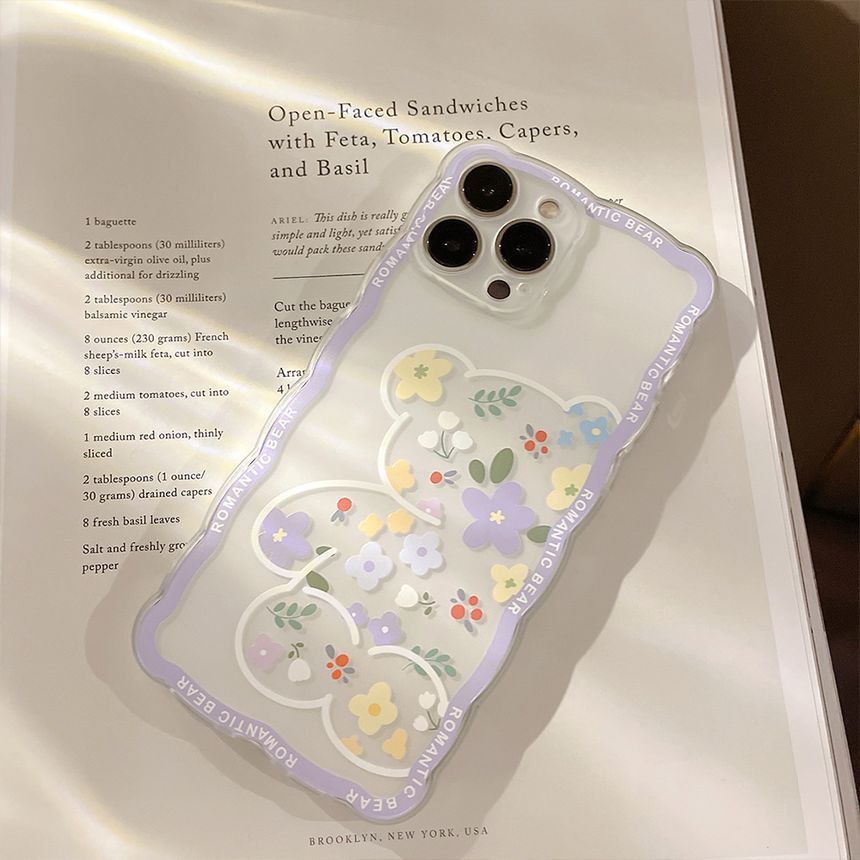 Transparent Case Phone Flower Bear